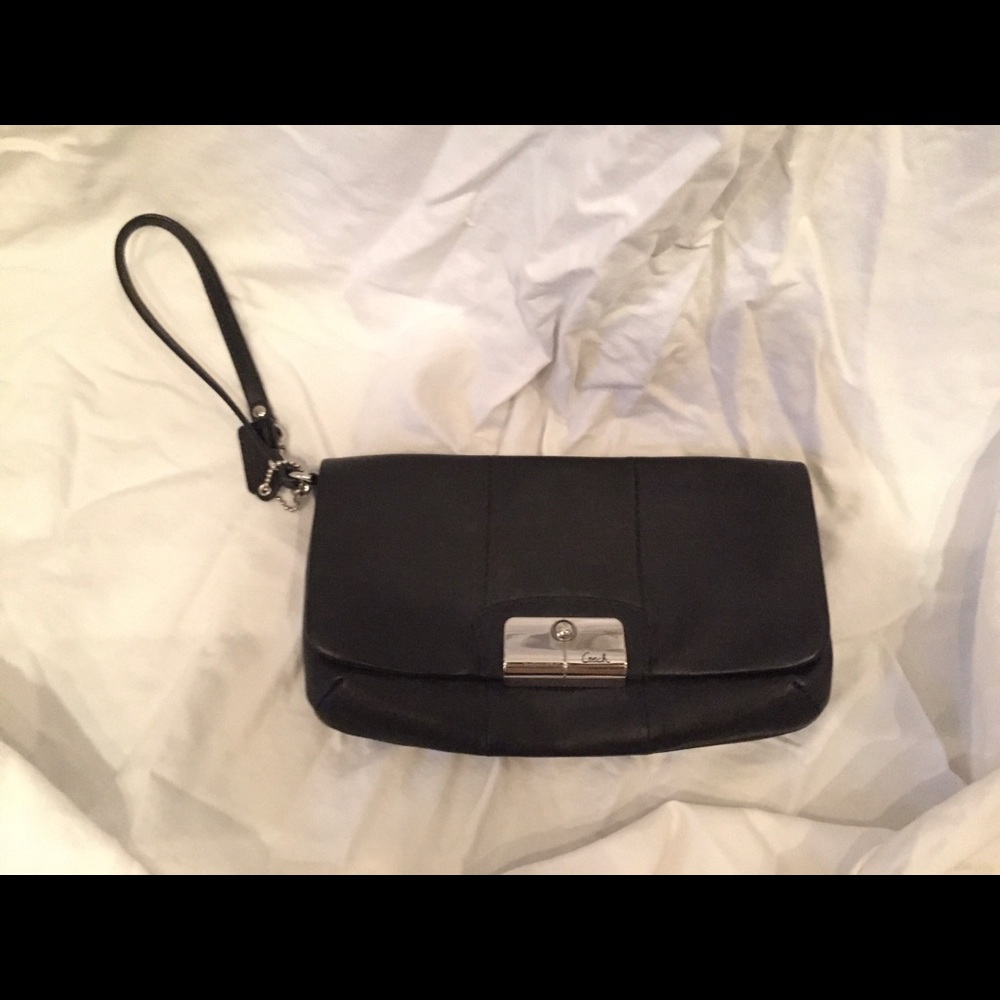 Black Leather Coach Wristlet